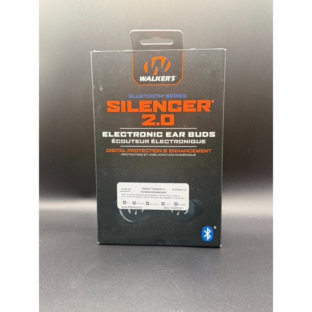 Walker's Silencer 2.0 Bluetooth Electronic Ear Buds Hearing Protection w/ Box